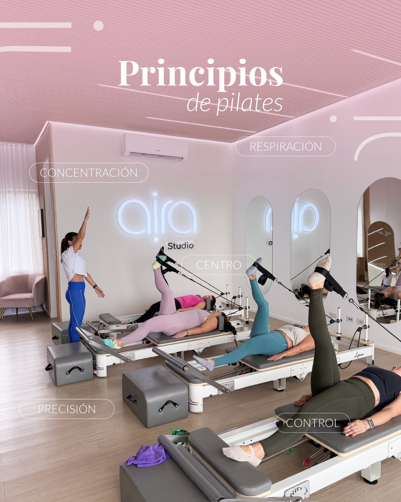 Post de Aira: Principios de pilates, concentración, respiración, centro, precisión y control